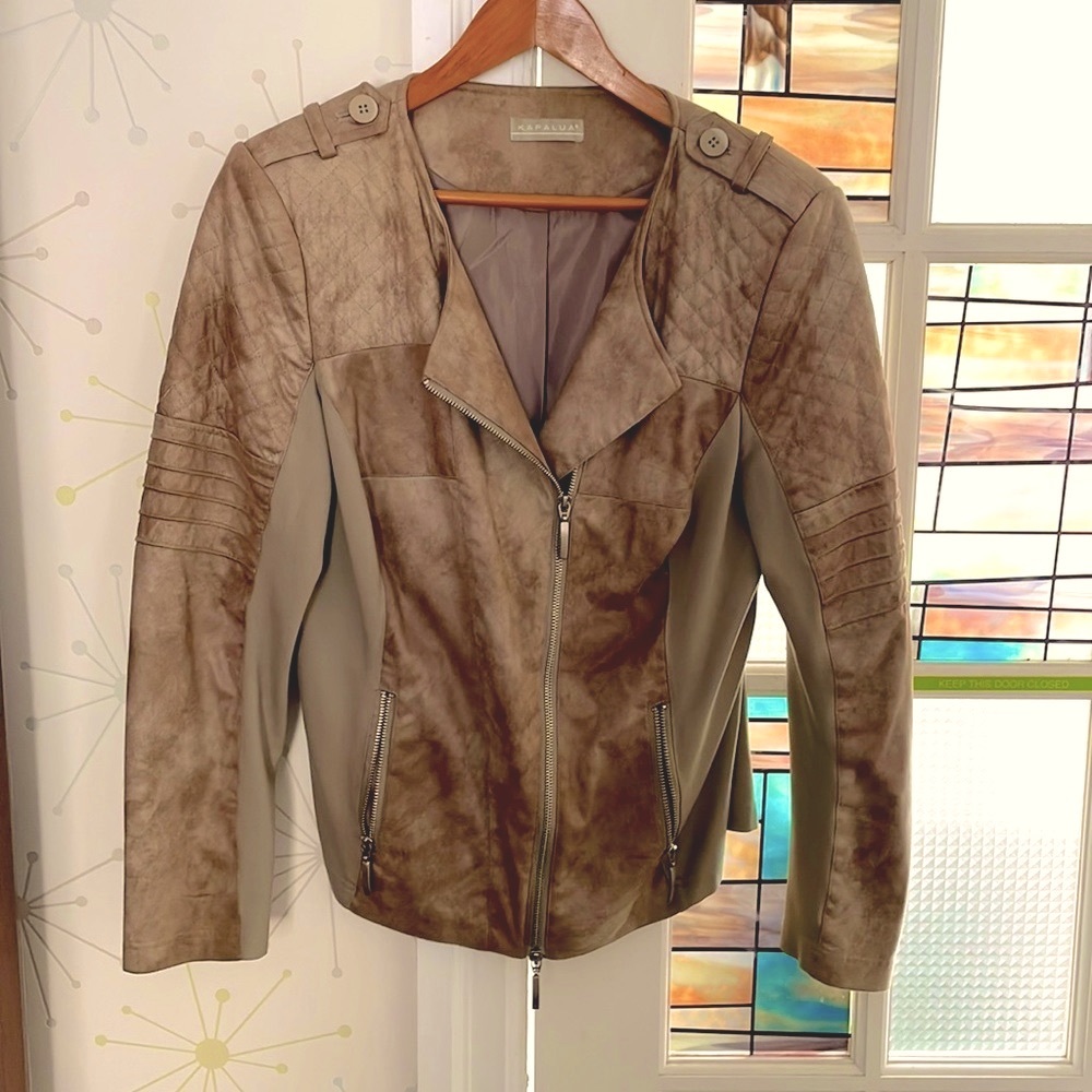 Faux suede light weight jacket.